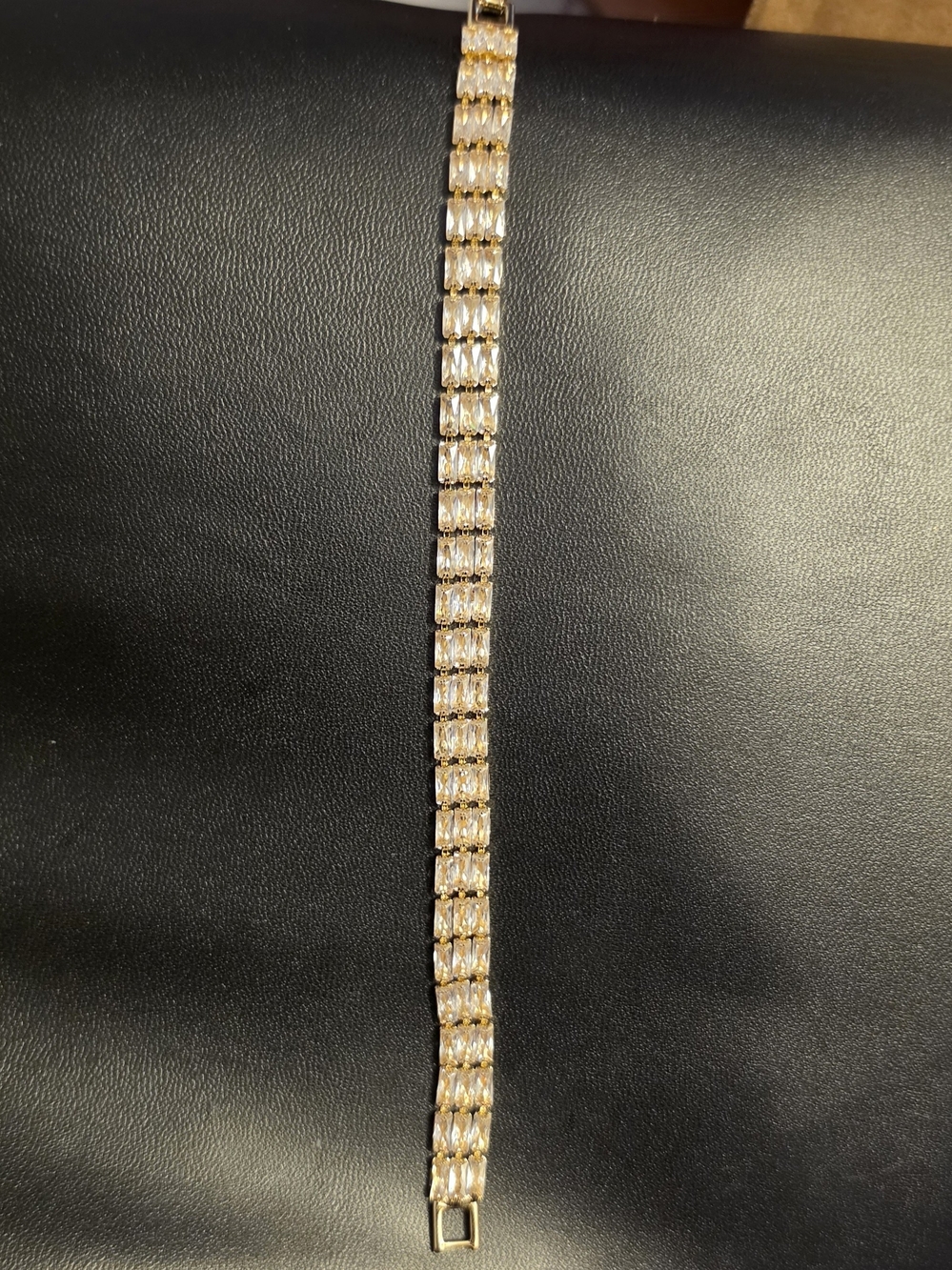 14k Gold Over Sterling Silver Crystal Link Bracelet - Women Jewelry